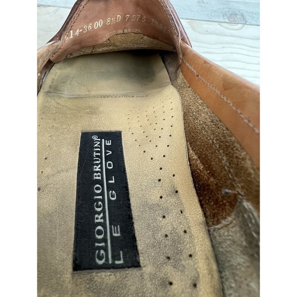 Giorgio Brutini Mens 8.5 Leather Patchwork Loafer Tassel Shoes 014-3600 Brown - Picture 7 of 8